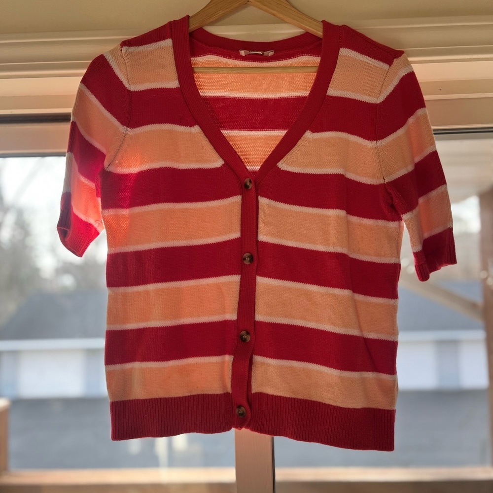 Striped Red and Pink Cardigan